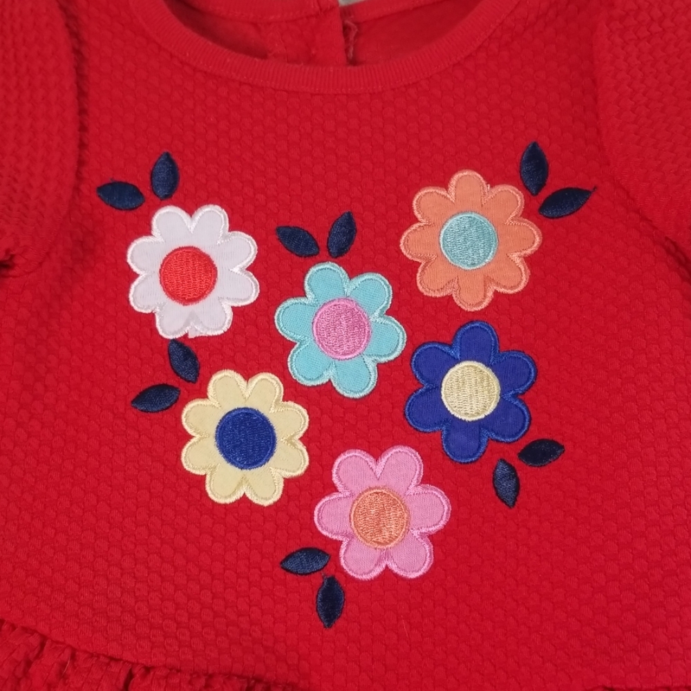 Nanette Kids Red Tiered Ruffle Embroidered Top - Picture 2 of 7